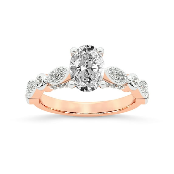 IGI Certified 5 Carat Oval Shape Lab Grown Diamond Engagement Ring | 14K Rose Gold | Larisa Side Stone Diamond Ring | FG-VS1-VS2 Quality Friendly Diamonds