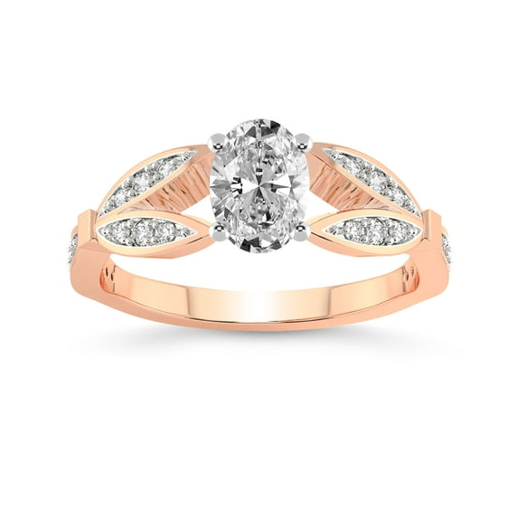 IGI Certified 5 Carat Oval Shape Lab Grown Diamond Engagement Ring | 14K Rose Gold | Nova Split Shank Vintage Diamond Ring | FG-VS Quality Friendly Diamonds