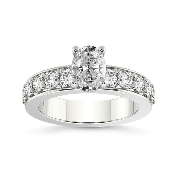 IGI Certified 5 Carat Oval Shape Lab Grown Diamond Engagement Ring | 14K White Gold | Alfreda Half Eternity Diamond Ring | FG-VS1-VS2 Quality Friendly Diamonds