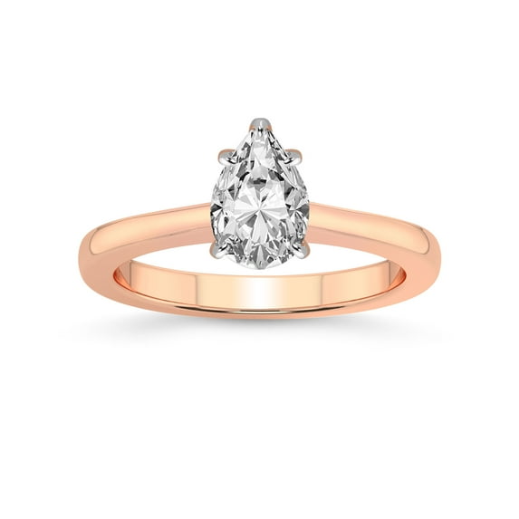 IGI Certified 5 Carat Pear Shape Lab Grown Diamond Engagement Ring | 14K Rose Gold |Demi Four Prong Diamond Ring | FG-VS1-VS2 Quality Friendly Diamonds
