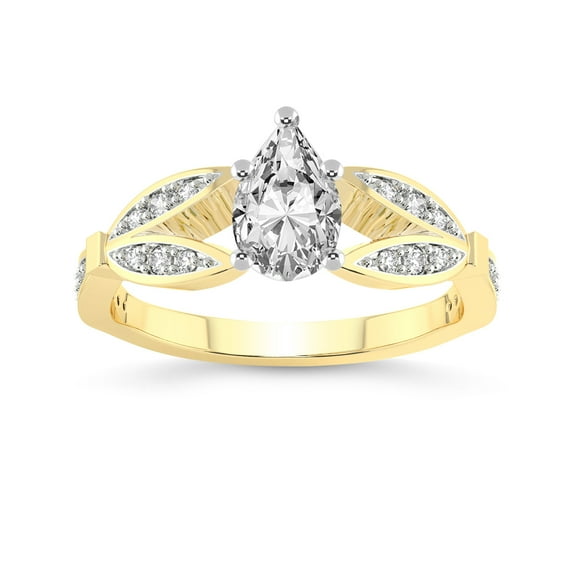 IGI Certified 5 Carat Pear Shape Lab Grown Diamond Engagement Ring | 14K Yellow Gold | Nova Split Shank Vintage Diamond Ring | FG-VS Quality Friendly Diamonds