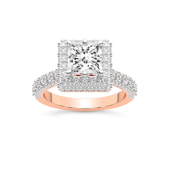 IGI Certified 5 Carat Princess Shape Lab Grown Diamond Engagement Ring | 14K Rose Gold | Luxoré Vintage Allure Diamond Ring | FG-VS1-VS2 Quality Friendly Diamonds