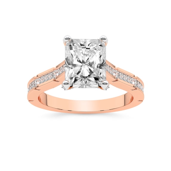 IGI Certified 5 Carat Radiant Shape Lab Grown Diamond Engagement Ring | 14K Rose Gold | Delphie Channel Set Diamond Ring | FG-VS1-VS2 Quality Friendly Diamonds