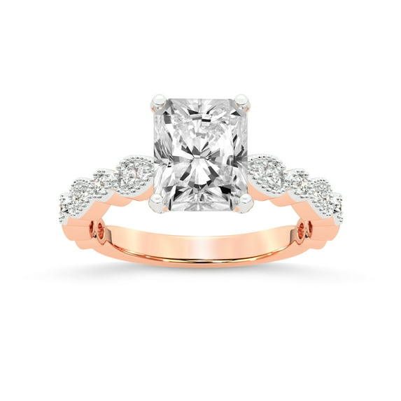 IGI Certified 5 Carat Radiant Shape Lab Grown Diamond Engagement Ring | 14K Rose Gold | Filippa Milgrain Diamond Ring | FG-VS1-VS2 Quality Friendly Diamonds