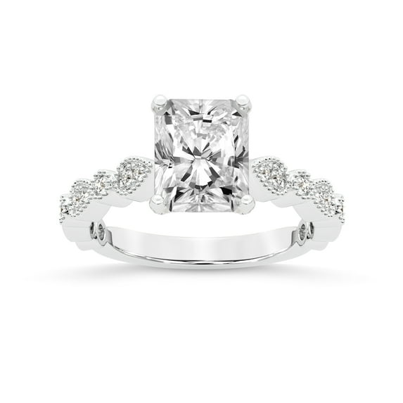 IGI Certified 5 Carat Radiant Shape Lab Grown Diamond Engagement Ring | 14K White Gold | Filippa Milgrain Diamond Ring | FG-VS1-VS2 Quality Friendly Diamonds