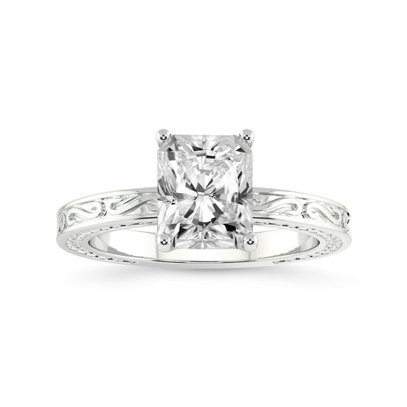 IGI Certified 5 Carat Radiant Shape Lab Grown Diamond Engagement Ring | 14K White Gold | Ivory Vintage Solitaire Diamond Ring | FG-VS Quality Friendly Diamonds