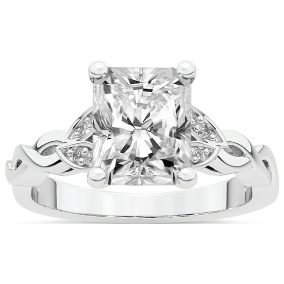 IGI Certified 5 Carat Radiant Shape Lab Grown Diamond Engagement Ring | 14K White Gold | Letitia Side Stone Diamond Ring | FG-VS1-VS2 Quality Friendly Diamonds