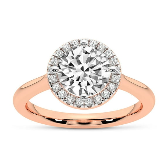 IGI Certified 5 Carat Round Shape Lab Grown Diamond Engagement Ring | 14K Rose Gold | Harriet Halo Diamond Ring | FG-VS1-VS2 Quality Friendly Diamonds