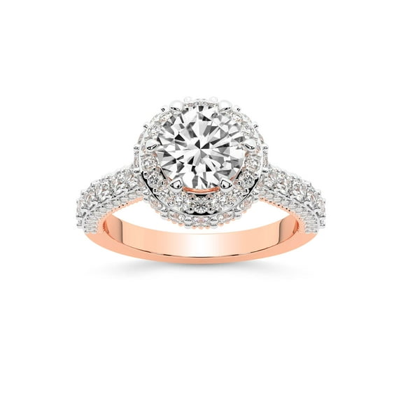 IGI Certified 5 Carat Round Shape Lab Grown Diamond Engagement Ring | 14K Rose Gold | Luxoré Vintage Allure Diamond Ring | FG-VS1-VS2 Quality Friendly Diamonds