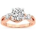 thumbnail image 1 of IGI Certified 5 Carat Round Shape Lab Grown Diamond Engagement Ring | 14K Rose Gold | Odette Three Stone Bypass Diamond Ring | FG-VS1-VS2 Quality Friendly Diamonds, 1 of 5