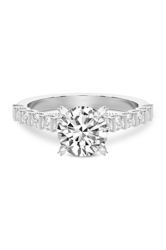 IGI Certified 5 Carat Round Shape Lab Grown Diamond Engagement Ring | 14K White Gold | Austria Cathedral Diamond Ring | FG-VS1-VS2 Quality Friendly Diamonds