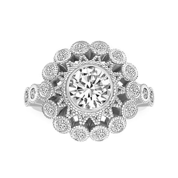 IGI Certified 5 Carat Round Shape Lab Grown Diamond Engagement Ring | 14K White Gold |Bloom Vintage Halo Diamond Ring | FG-VS1-VS2 Quality Friendly Diamonds