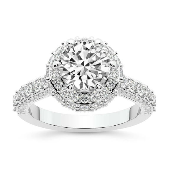 IGI Certified 5 Carat Round Shape Lab Grown Diamond Engagement Ring | 14K White Gold | Luxoré Vintage Allure Diamond Ring | FG-VS1-VS2 Quality Friendly Diamonds