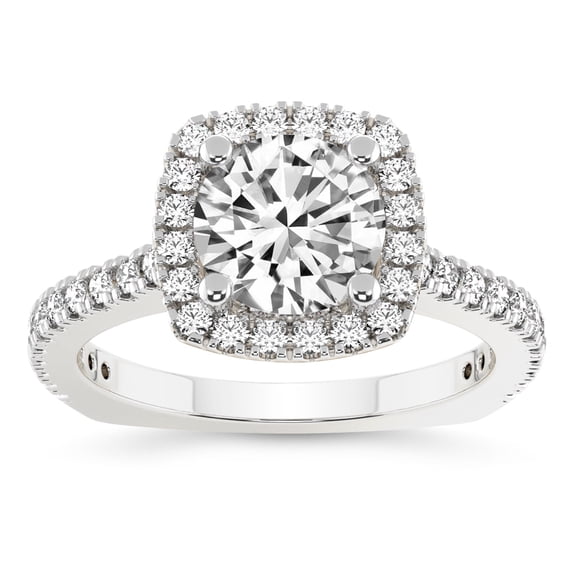 IGI Certified 5 Carat Round Shape Lab Grown Diamond Engagement Ring | 14K White Gold | Valerie Euro Shank Halo Lab Diamond Ring | FG-VS1-VS2 Quality Friendly Diamonds