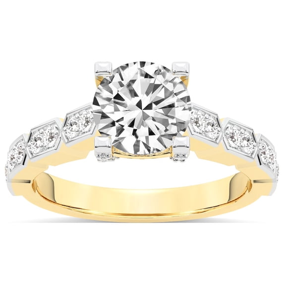 IGI Certified 5 Carat Round Shape Lab Grown Diamond Engagement Ring | 14K White Gold | Calista Side Stone Lab Diamond Ring | FG-VS1-VS2 Quality Friendly Diamonds