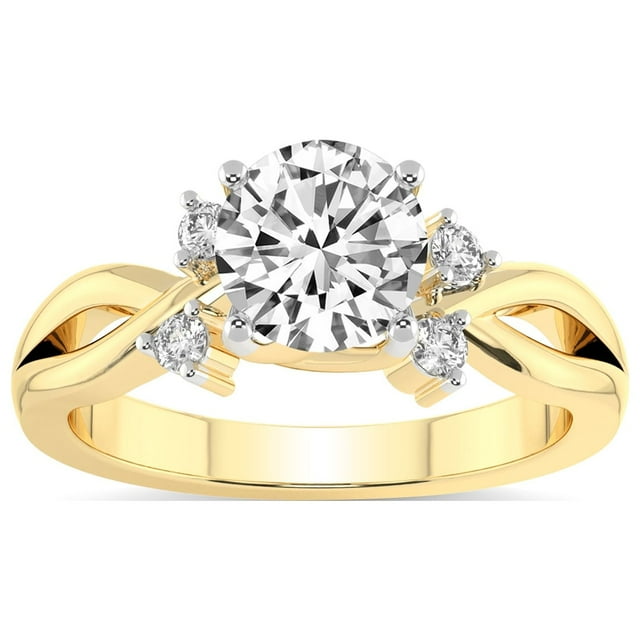 IGI Certified 5 Carat Round Shape Lab Grown Diamond Engagement Ring | 14K Yellow Gold |Twisted Blossom Diamond Ring | FG-VS1-VS2 Quality Friendly Diamonds