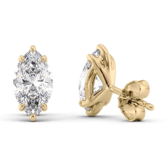 IGI Certified 5 Ct Marquise Cut Lab-Grown Diamond Stud Earrings – 14K Yellow Gold | Women's Earrings
