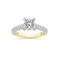 thumbnail image 1 of IGI Certified 6 Carat Princess Shape Lab Grown Diamond Engagement Ring | 14K Yellow Gold | Eternia Criss Cross Side Halo Diamond Ring | FG-VS1-VS2 Quality Friendly Diamonds, 1 of 6