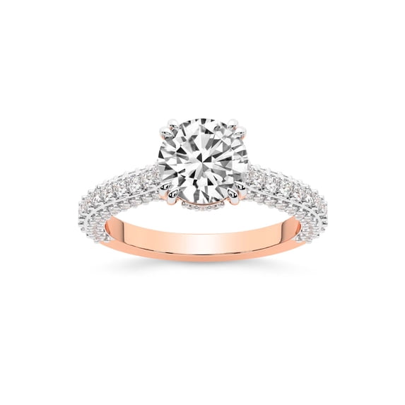 IGI Certified 6 Carat Round Shape Lab Grown Diamond Engagement Ring | 14K Rose Gold | Eternia Criss Cross Side Halo Diamond Ring | FG-VS1-VS2 Quality Friendly Diamonds