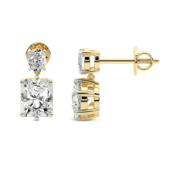 IGI Certified 8 Carat Radiant Shape Lab Grown Diamond Earrings | 18K Yellow Gold | Sparkling Cascades Dangling Lab Diamond Earrings | Prong Setting | FG-VS1-VS2 Quality Friendly Diamonds