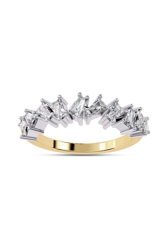 IGI Certified Baguette Lab Grown Diamond Half Eternity Cluster Engagement Wedding Band Rings For Women In 14K Solid Yellow Gold | F-G, VS-SI Quality (0.55 Cttw)