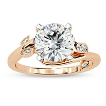 IGI Certified Bypass Floral Style Lab Grown Diamond Ring, Center 7.6mm Round Diamond Solitaire Engagement Wedding Rings For Women 18K Solid Rose Gold | F-G, VS-SI Quality (1.75 Cttw) Ring Size-8.5