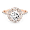 thumbnail image 1 of IGI Certified Double Halo Engagement Rings For Women, 1.40 Carat (ctw) Round Lab Grown Diamond Promise Ring For Her In 14k Solid Rose Gold | F-G, VS-SI Quality Ring Size-6.5, 1 of 4