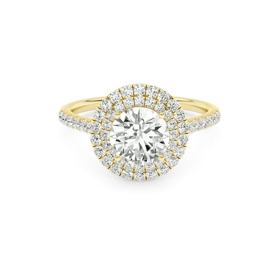 IGI Certified Double Halo Engagement Rings For Women, 1.40 Carat (ctw) Round Lab Grown Diamond Promise Ring For Her In 14k Solid Yellow Gold | F-G, VS-SI Quality Ring Size-6