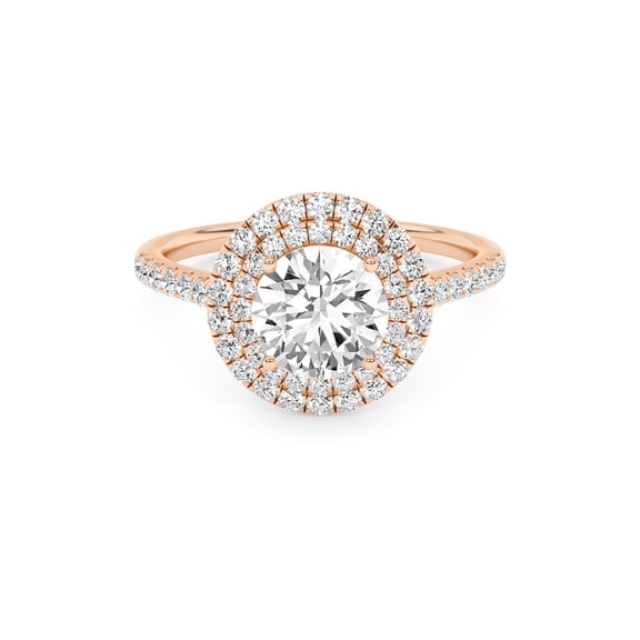 IGI Certified Double Halo Engagement Rings For Women, 1.40 Carat (ctw) Round Lab Grown Diamond Promise Ring For Her In 18k Solid Rose Gold | F-G, VS-SI Quality Ring Size-10