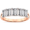 thumbnail image 1 of IGI Certified Emerald Shape Lab Grown Diamond Anniversary Band Ring For Women | 5 Stone 5 CT TW 14K Rose Gold | FG-VS Quality Emerald Friendly Diamonds Band Ring, 1 of 6