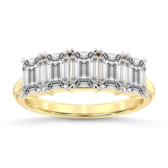 IGI Certified Emerald Shape Lab Grown Diamond Anniversary Band Ring For Women | 5 Stone 5 CT TW In 14K Yellow Gold | FG-VS1-VS2 Quality Ophelia Friendly Diamonds Band Ring