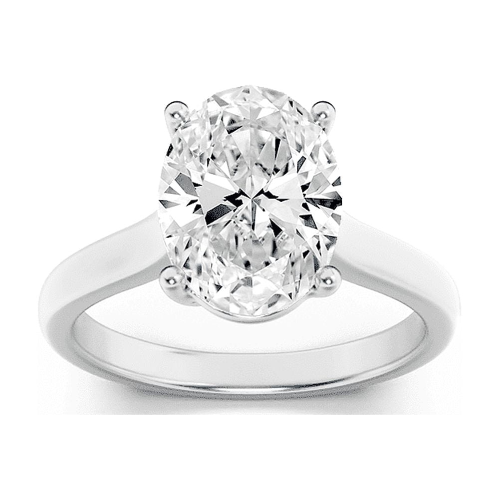 FireBorn Diamonds IGI Certified Fireborn 2Cttw Oval Shaped Lab Grown Diamond (F/VS) Plain Cathedral Trellis Shank Solitaire Engagement Ring in 14K Gold