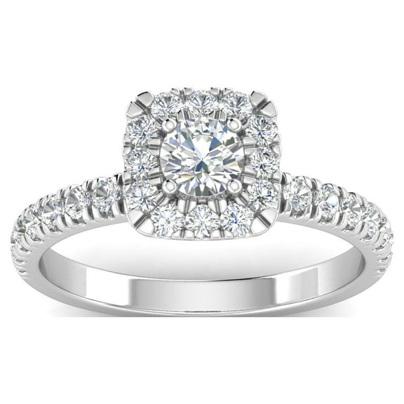 IGI Certified G/I2 1 Carat TW Diamond Halo Set Engagement Ring in 10k White Gold