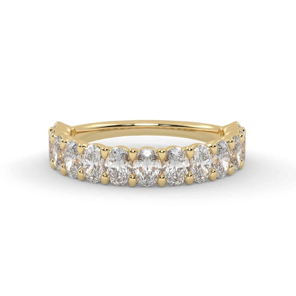 AFFY IGI Certified Half Eternity Wedding Band Ring, 1.95 Carat (ctw) Oval Cut Lab Grown Diamond Rings for Women In 18K Solid Yellow Gold F-G, VS-SI Quality Ring Size-6.5