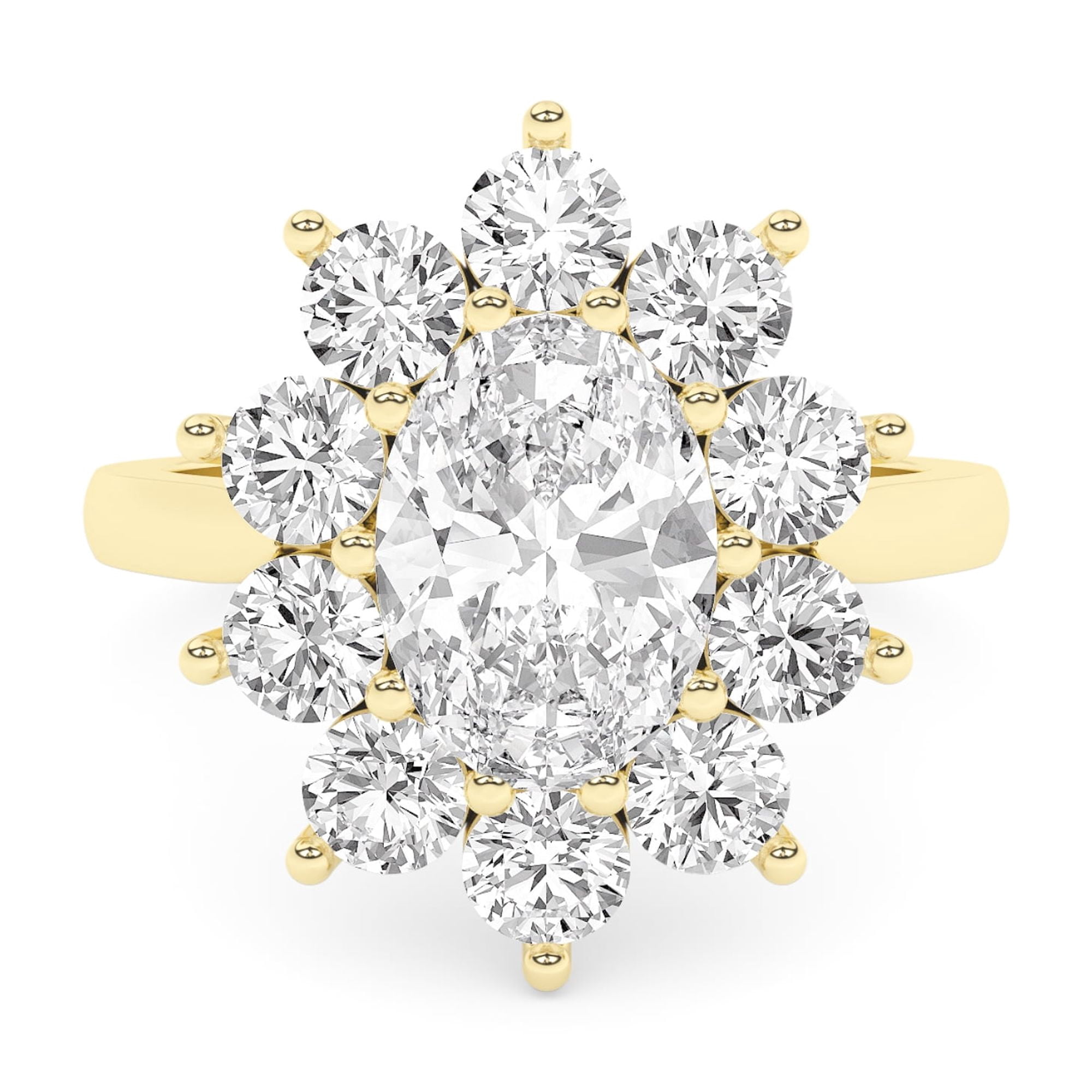 IGI Certified Halo Floral Style, 3.50 Carat (Ctw) Oval And Round Lab ...