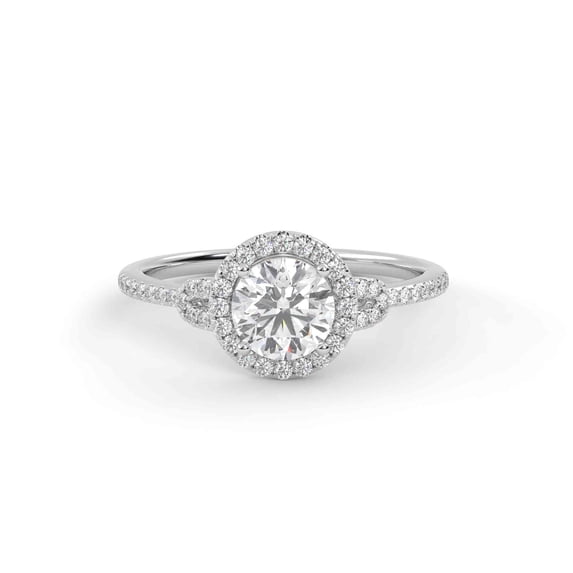 IGI Certified Halo Solitaire Engagement Ring, 1.00 Cttw Round Cut Lab Grown Diamond Rings for Women In 18K Solid White Gold F-G, VS-SI Quality Ring Size-10
