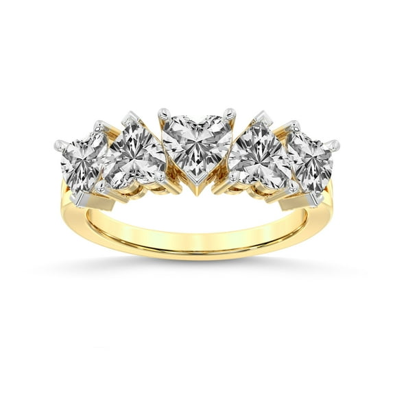 IGI Certified Heart Shape Lab Grown Diamond Anniversary Band Ring For Women | 5 Stone 6 CT TW In 14K Yellow Gold | FG-VS1-VS2 Quality Octavia Friendly Diamonds Band Ring