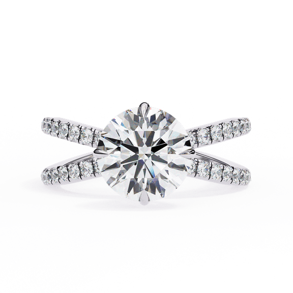 IGI Certified Lab Created Diamond 2.27 CT Round Diamond Ring, Pave Set Engagement Ring, White Gold Wedding Ring, Hidden Halo Ring For Women