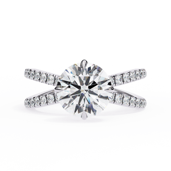 IGI Certified Lab Created Diamond 2.27 CT Round Diamond Ring, Pave Set Engagement Ring, White Gold Wedding Ring, Hidden Halo Ring For Women