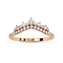 IGI Certified Lab Grown Diamond Crown Chevron Curve Ring, V Shape Engagement Wedding Band Rings For Women In 18K Solid Rose Gold | F-G, VS-SI Quality (0.40 Cttw) Ring Size-9