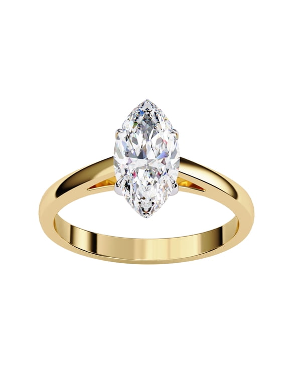 IGI Certified Lab Grown Diamond Engagement Ring | Center 10x5mm Marquise Cut Solitaire Wedding Promise Rings For Women In 18K Solid Yellow Gold | F-G, VS-SI Quality (0.85 Ctw) Ring Size-4.5