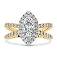 thumbnail image 1 of IGI Certified Lab Grown Diamond Engagement Ring | Center 10x5mm Marquise Cut Split Shank Halo Solitaire Wedding Anniversary Ring For Women 18k Yellow Gold | F-G, VS-SI Quality (1.30 Ctw) Ring Size-9.5, 1 of 7