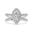 thumbnail image 1 of IGI Certified Lab Grown Diamond Engagement Ring | Center 10x5mm Marquise Cut Split Shank Halo Solitaire Wedding Anniversary Rings For Women 18k White Gold | F-G, VS-SI Quality (1.30 Ctw) Ring Size-7.5, 1 of 7