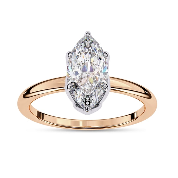 IGI Certified Lab Grown Diamond Engagement Ring | Center 11x5.5mm Marquise Cut 6 prong Solitaire Wedding Anniversary Rings For Women In 14k Solid Rose Gold | F-G, VS-SI Quality (1.15 Ctw) Ring Size-5