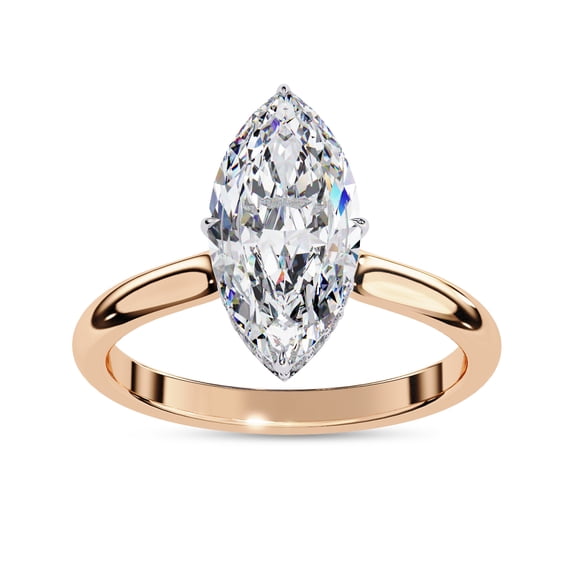 IGI Certified Lab Grown Diamond Engagement Ring | Center 12x6mm Marquise Cut Solitaire Halo Stackable Promise Rings For Women In 18K Solid Rose Gold | F-G, VS-SI Quality (1.60 Ctw) Ring Size-6