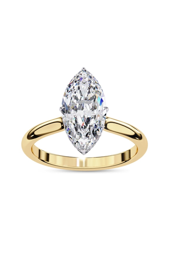 IGI Certified Lab Grown Diamond Engagement Ring | Center 12x6mm Marquise Cut Solitaire Halo Stackable Promise Rings For Women In 18K Solid Yellow Gold | F-G, VS-SI Quality (1.60 Ctw) Ring Size-8
