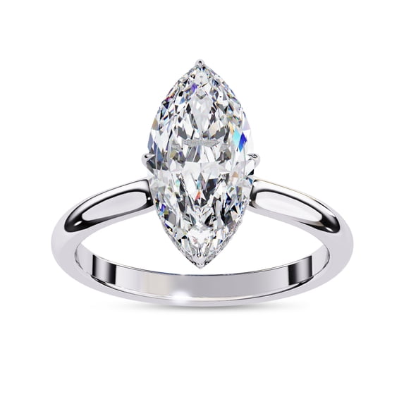 IGI Certified Lab Grown Diamond Engagement Ring | Center 12x6mm Marquise Cut Solitaire Halo Stackable Promise Rings For Women In 18k Solid White Gold | F-G, VS-SI Quality (1.60 Ctw) Ring Size-7