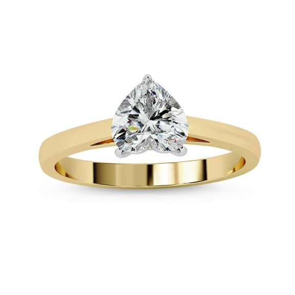 IGI Certified Lab Grown Diamond Engagement Ring | Center 6MM Heart Cut Solitaire Heart Promise Rings For Women In 18K Solid Yellow Gold | F-G, VS-SI Quality (0.80 Ctw) Ring Size-9