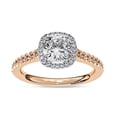 thumbnail image 1 of IGI Certified Lab Grown Diamond Engagement Ring | Center 7MM Cushion Cut Halo Solitaire Anniversary Wedding Rings For Women In 18K Solid Rose Gold | F-G, VS-SI Quality (2.10 Ctw) Ring Size-6.5, 1 of 7