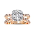 thumbnail image 1 of IGI Certified Lab Grown Diamond Engagement Ring | Center 7mm Cushion Cut Split Shank Halo Solitaire Wedding Anniversary Rings For Women 14k Solid Rose Gold | F-G, VS-SI Quality (2.25 Ctw) Ring Size-8, 1 of 7